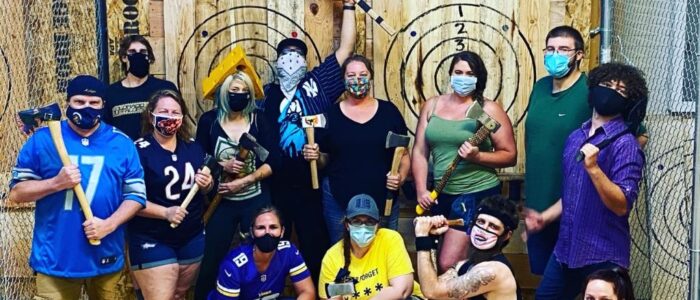 Axe Mask at Axe Throwing Game Unit